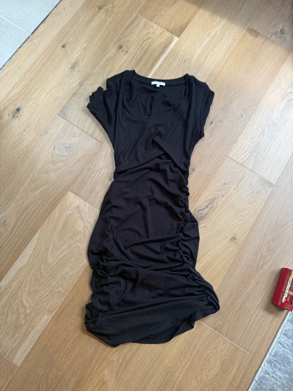 ZSupply Black Ruched Scoop Neck Women's Dress